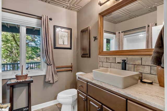 24 Lighthouse Way Dr, Salem, SC 29676 - bathroom with decorative backsplash, vanity, and tile patterned flooring