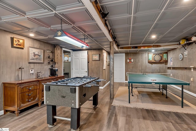 24 Lighthouse Way Dr, Salem, SC 29676 - rec room with light wood-type flooring, wood walls, and an ornate ceiling