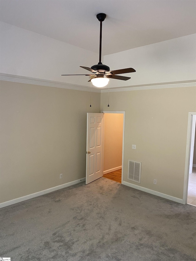 523 Meadowsweet Ln, Greenville, SC 29615 - unfurnished room featuring ceiling fan, ornamental molding, and carpet flooring