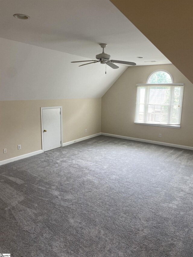 523 Meadowsweet Ln, Greenville, SC 29615 - additional living space featuring a ceiling fan, vaulted ceiling, and carpet floors