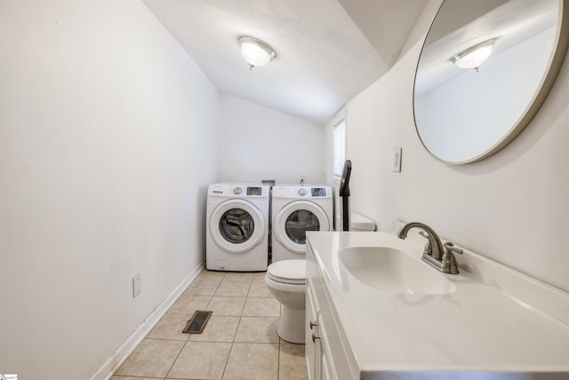 24 Burts St, Pelzer, SC 29669 - laundry room with washing machine and dryer and light tile patterned floors