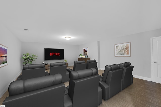 285 Foxbank Cir, Greer, SC 29651 - cinema room featuring baseboards and dark wood finished floors