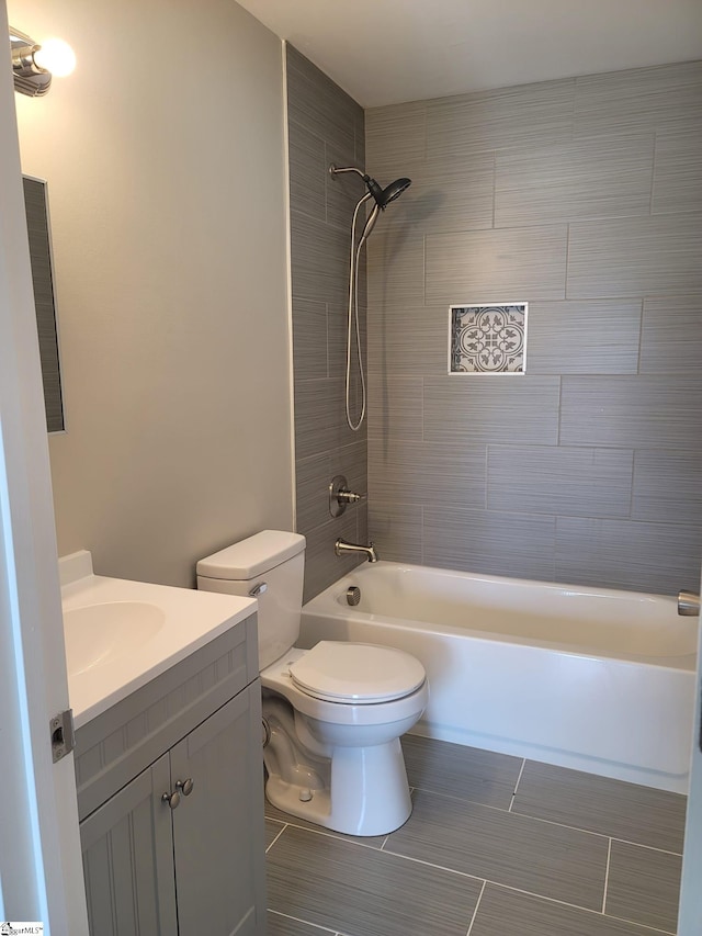 109 Mountain View Ave, Greer, SC 29650 - bathroom with vanity, bathtub / shower combination, and tile patterned flooring