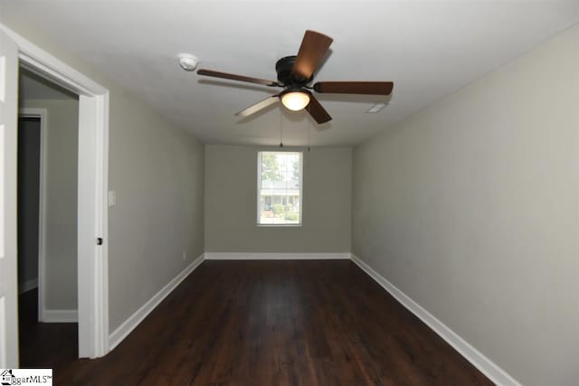 109 Mountain View Ave, Greer, SC 29650 - spare room with dark wood finished floors, ceiling fan, and a smoke detector