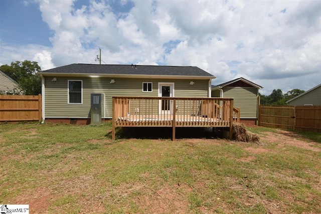 109 Mountain View Ave, Greer, SC 29650 - rear view of house featuring a wooden deck and crawl space