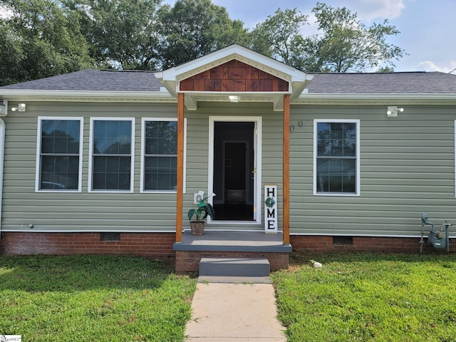 109 Mountain View Ave, Greer, SC 29650 - view of front facade with crawl space, a front yard, and roof with shingles