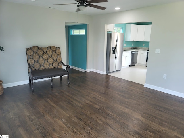 109 Mountain View Ave, Greer, SC 29650 - sitting room featuring ceiling fan, wood finished floors, and recessed lighting