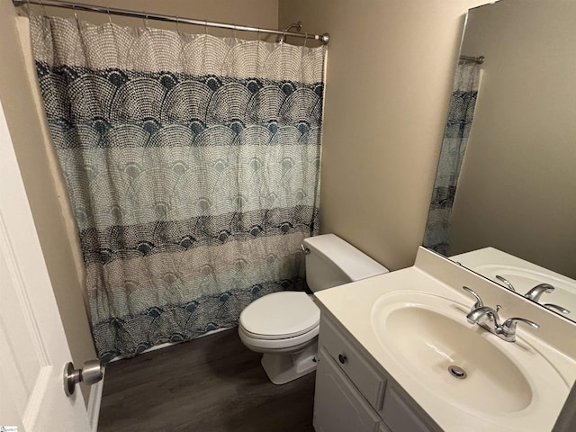 404 Frostbery Ct, Fountain Inn, SC 29644 - full bathroom featuring wood finished floors, vanity, and a shower with shower curtain
