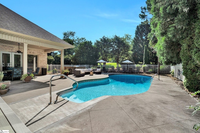 6 Avens Hill Dr, Greer, SC 29651 - view of swimming pool with an outdoor hangout area, a patio area, and a fenced backyard
