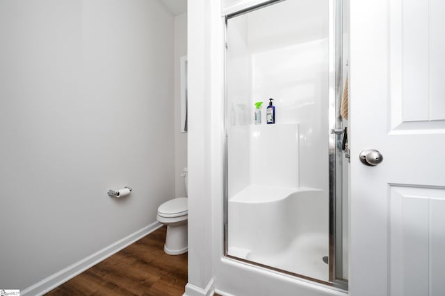 131 Highland Park Ct, Easley, SC 29642 - bathroom with a stall shower and wood finished floors