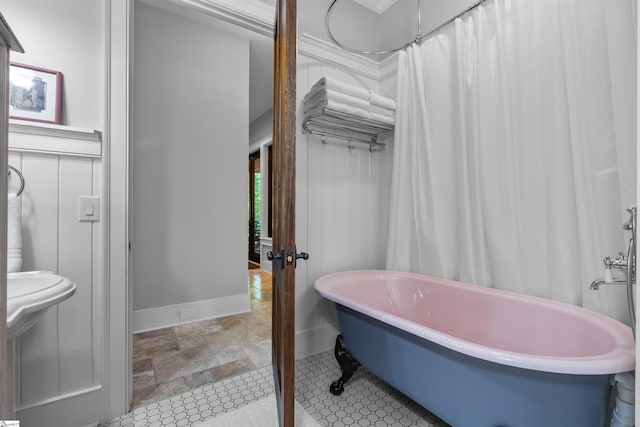 337 Knox Campground Rd, Seneca, SC 29672 - bathroom with a freestanding tub and stone finish floors