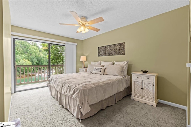 701 Loran Pointe Pointe, Seneca, SC 29672 - bedroom featuring access to exterior, light colored carpet, a textured ceiling, and a ceiling fan