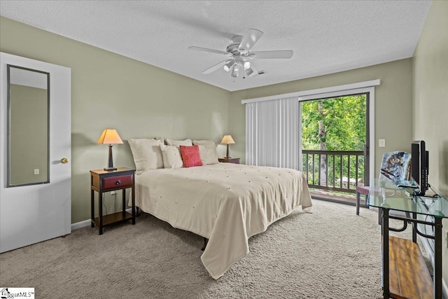 701 Loran Pointe Pointe, Seneca, SC 29672 - carpeted bedroom featuring access to outside, a textured ceiling, and ceiling fan