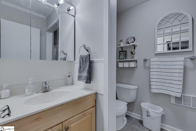 103 Birchwood St, Easley, SC 29642 - bathroom featuring vanity, a textured ceiling, tile patterned floors, and crown molding