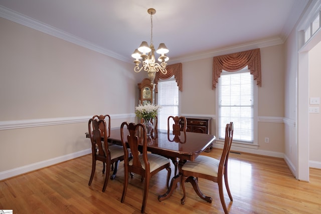 805 Carriage Hill Rd, Simpsonville, SC 29681 - dining space featuring a chandelier, light wood-style flooring, and ornamental molding