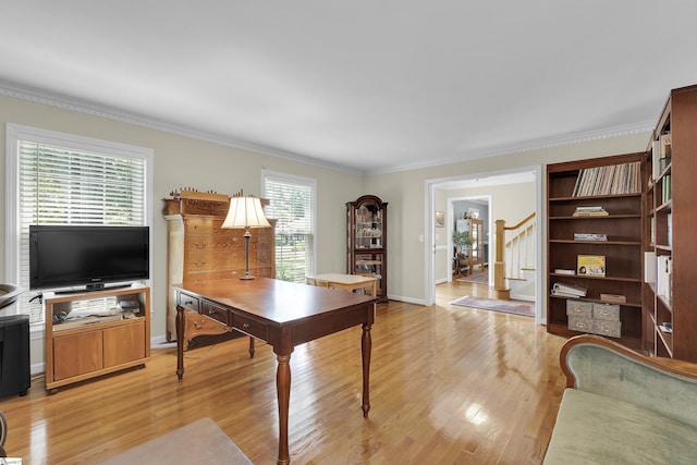 1 Redcliffe Rd, Greenville, SC 29615 - home office featuring ornamental molding and light wood-style floors