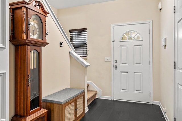 144 Caledonia Dr, Easley, SC 29642 - entryway with stairs and dark wood-style floors
