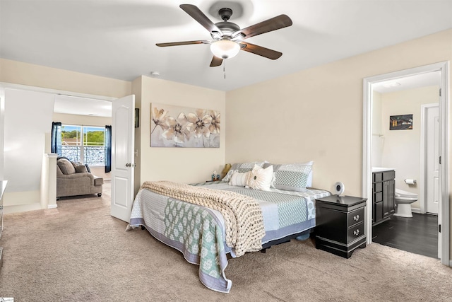 144 Caledonia Dr, Easley, SC 29642 - bedroom featuring carpet, ceiling fan, and ensuite bath