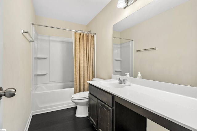 144 Caledonia Dr, Easley, SC 29642 - bathroom with vanity, shower / bathtub combination with curtain, and wood finished floors