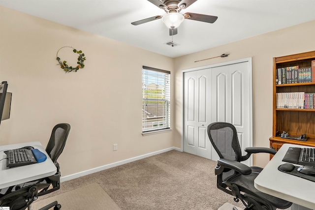 144 Caledonia Dr, Easley, SC 29642 - home office featuring a ceiling fan and carpet flooring