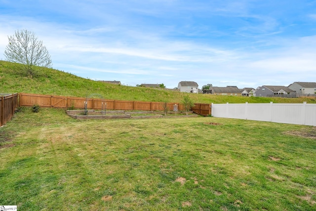 144 Caledonia Dr, Easley, SC 29642 - fenced backyard with a vegetable garden and a residential view