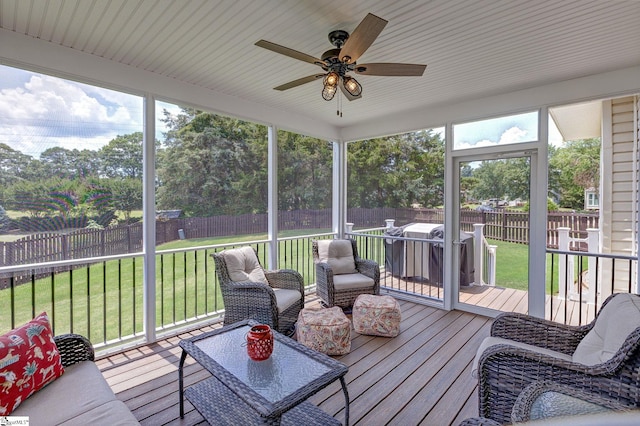 3 Promontory Ct, Greenville, SC 29615 - sunroom / solarium with a ceiling fan