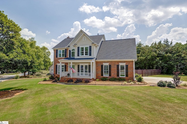 3 Promontory Ct, Greenville, SC 29615 - view of front of house featuring brick siding, covered porch, and a chimney