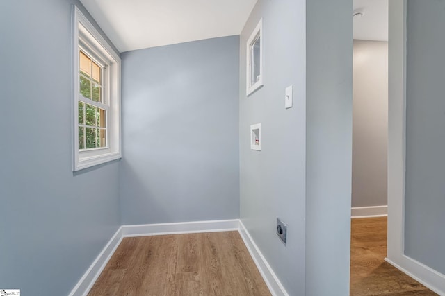 17 Allen St, Enoree, SC 29335 - washroom featuring electric dryer hookup, wood finished floors, and washer hookup
