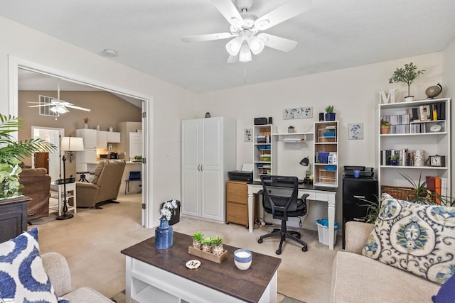 243 Rivers Edge Dr, Easley, SC 29642 - home office featuring a ceiling fan and light carpet