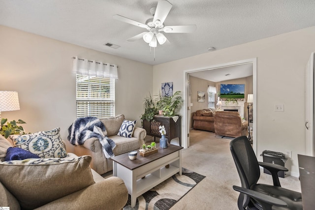 243 Rivers Edge Dr, Easley, SC 29642 - living area featuring light carpet and a ceiling fan