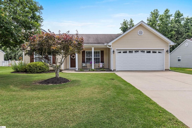 243 Rivers Edge Dr, Easley, SC 29642 - ranch-style house with a garage, concrete driveway, a front yard, and roof with shingles