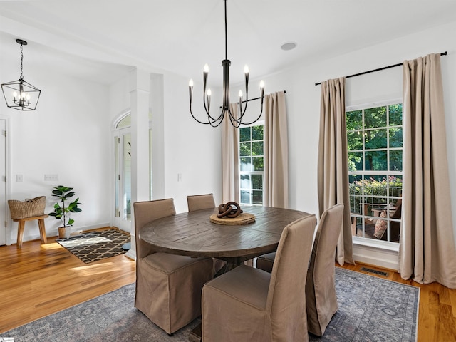 170 Shirleys Farm Rd, Seneca, SC 29678 - dining area with a chandelier and wood finished floors