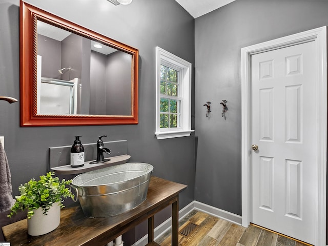 170 Shirleys Farm Rd, Seneca, SC 29678 - bathroom featuring wood finished floors and a shower