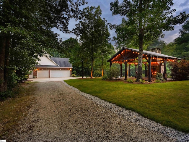 170 Shirleys Farm Rd, Seneca, SC 29678 - view of grassy yard featuring dirt driveway, a garage, and a gazebo