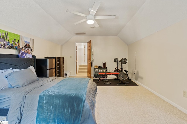 105 Fox Chase Ct, Simpsonville, SC 29680 - bedroom with carpet, lofted ceiling, a ceiling fan, and connected bathroom