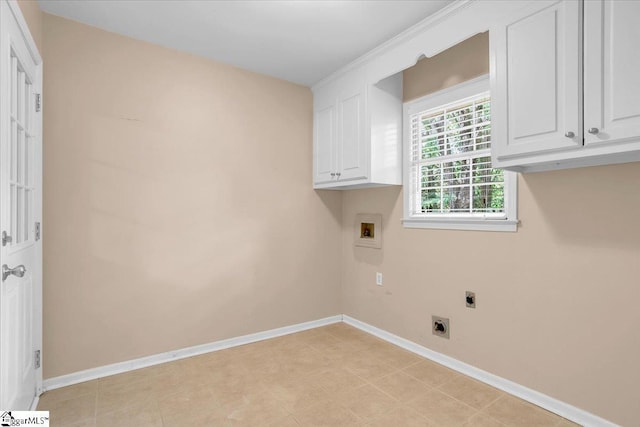 402 Rosebud Ct, Greer, SC 29650 - washroom featuring electric dryer hookup, cabinet space, and hookup for a washing machine