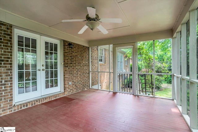 402 Rosebud Ct, Greer, SC 29650 - unfurnished sunroom featuring french doors and ceiling fan