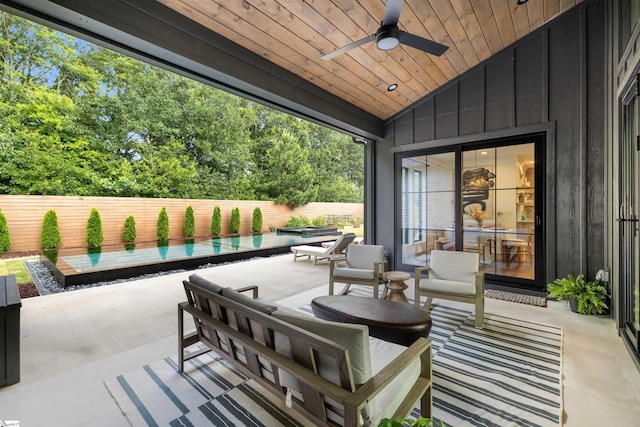 304 Waterford Fall Way, Simpsonville, SC 29681 - fenced backyard featuring a patio area and ceiling fan