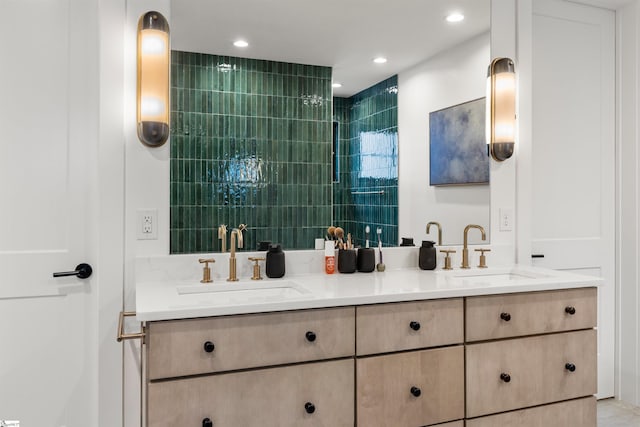304 Waterford Fall Way, Simpsonville, SC 29681 - bathroom with double vanity and recessed lighting