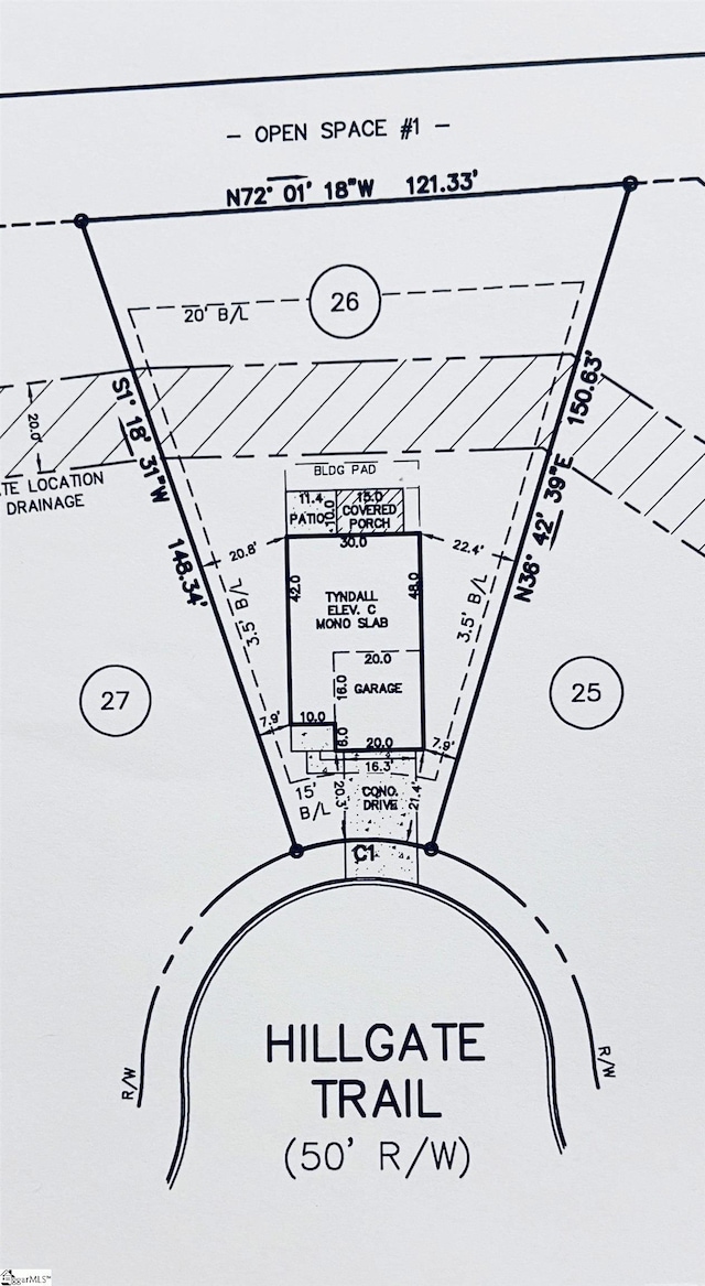 3106 Hillgate Trl, Boiling Springs, SC 29316 - survey map / technical document