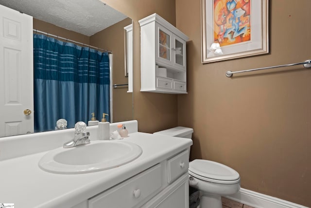 17 Lantern Ln, Greer, SC 29651 - bathroom with vanity, a textured ceiling, tile patterned flooring, and a shower with curtain