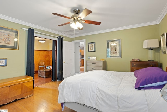 17 Lantern Ln, Greer, SC 29651 - bedroom with light wood-style floors, crown molding, and a ceiling fan