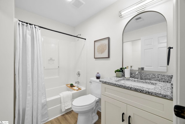 204 Dexter Bend Ct, Fountain Inn, SC 29644 - bathroom with wood finished floors, vanity, and shower / tub combo