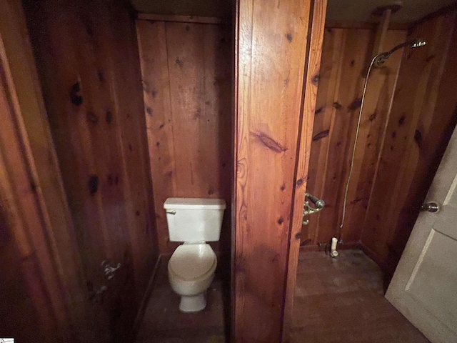 875 Love And Care Rd, Six Mile, SC 29682 - bathroom featuring toilet and wood walls