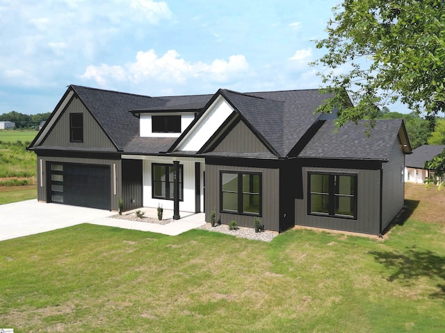 162 Refuge Church Rd, Central, SC 29630 - modern farmhouse with a shingled roof, concrete driveway, and a front lawn