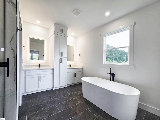 162 Refuge Church Rd, Central, SC 29630 - full bath featuring vanity, a soaking tub, and recessed lighting