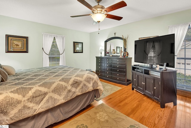 102 Linwood Ct, Simpsonville, SC 29681 - bedroom with multiple windows, light wood-style flooring, and a ceiling fan