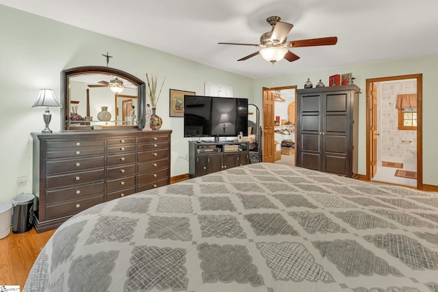 102 Linwood Ct, Simpsonville, SC 29681 - bedroom featuring wood finished floors, ceiling fan, and ensuite bath