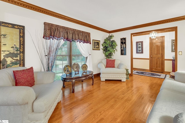 102 Linwood Ct, Simpsonville, SC 29681 - living area with light wood-style floors and ornamental molding