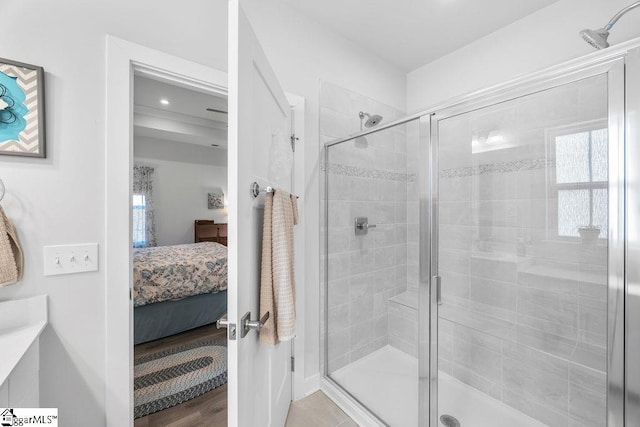 18 Yakama Way, Greenville, SC 29607 - bathroom featuring connected bathroom, a stall shower, and recessed lighting